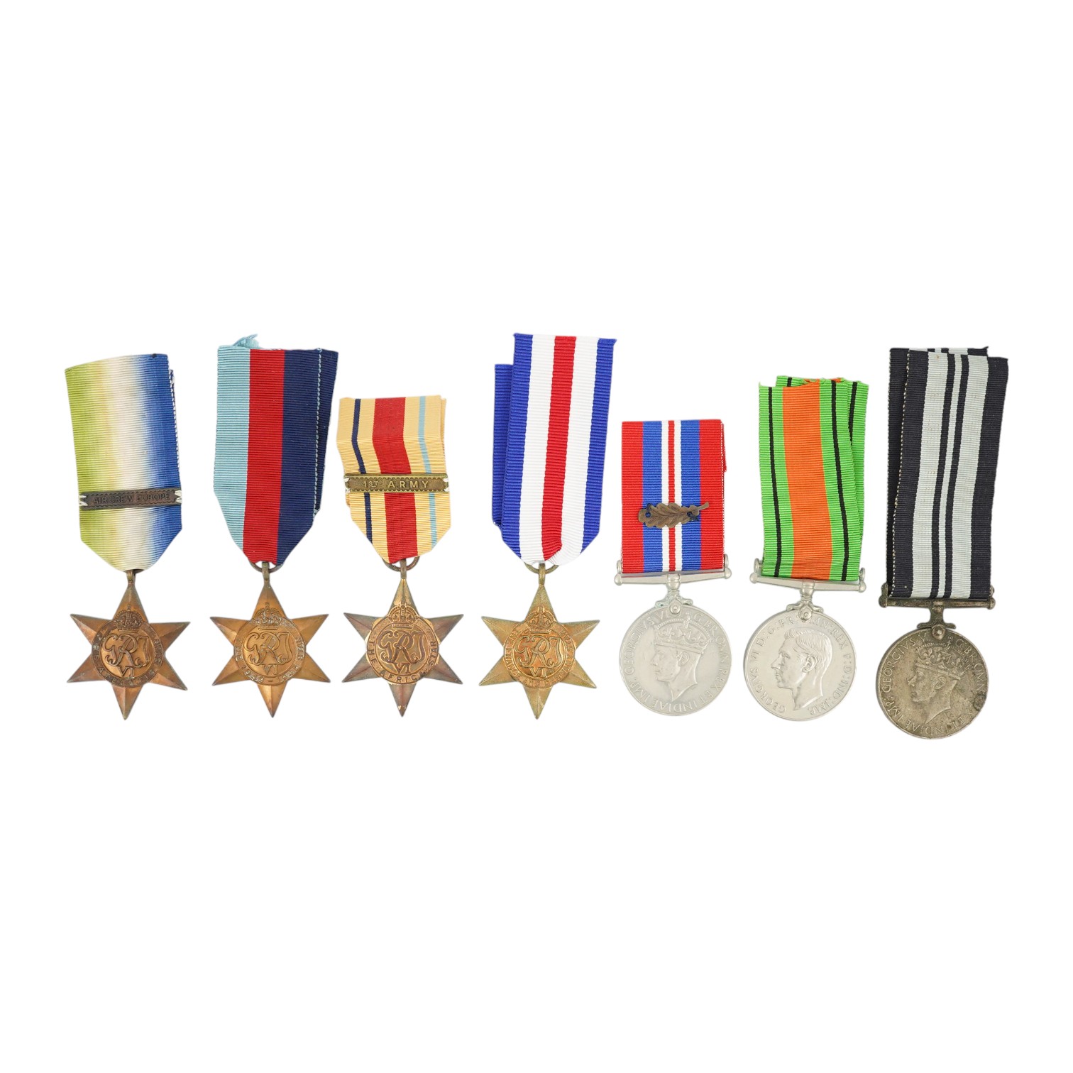 Seven WWII medals and stars